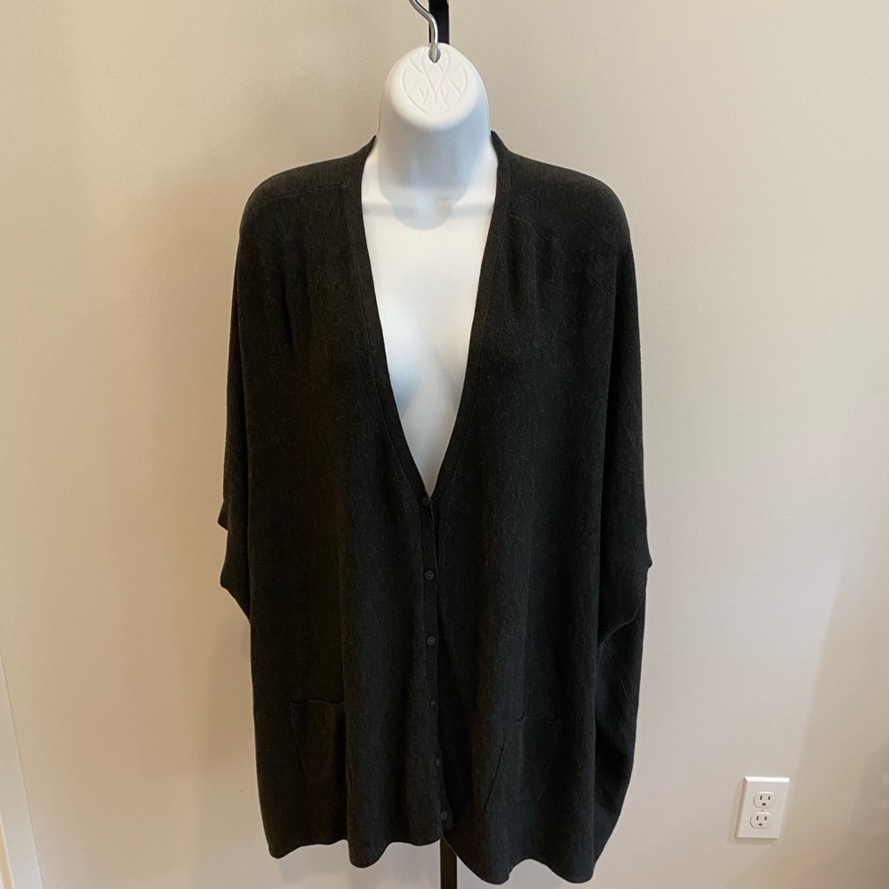 Eileen Fisher Gray V Neck Poncho Sweater